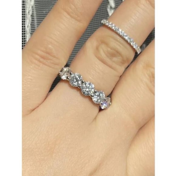 Certified Moissanite Diamond Eternity Ring Wedding Band 5mm 7 Ct - Picture 6 of 15